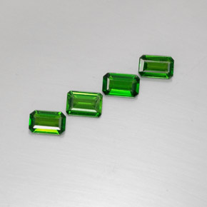 캐럿 천연 그린 크롬 디옵사이드 보석, 에메랄드 컷, 6×3.7 mm, VVS-VS