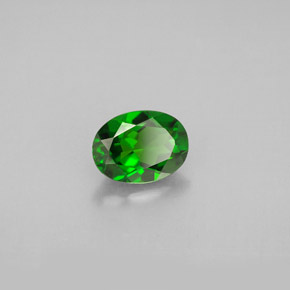 0.88캐럿 천연 그린 크롬 디옵사이드, 타원형 컷, 7×5.2 mm, VVS-VS