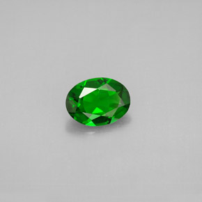 0.81캐럿 천연 그린 크롬 디옵사이드, 타원형 컷, 7.1×5.2 mm, VVS-VS