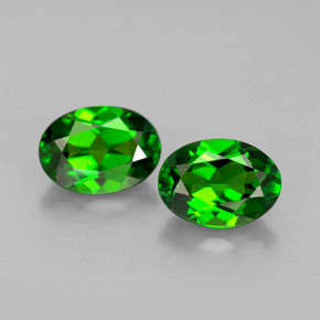 캐럿 천연 그린 크롬 디옵사이드 보석, 타원형 컷, 7.1×5.1 mm, VVS