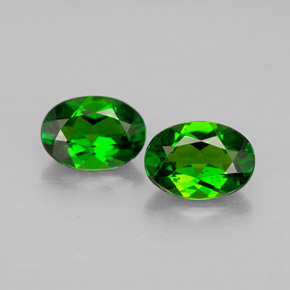 캐럿 천연 그린 크롬 디옵사이드 보석, 타원형 컷, 7.1×5.1 mm, VVS-VS