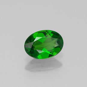0.67캐럿 천연 그린 크롬 디옵사이드, 타원형 컷, 6.9×5.1 mm, VVS