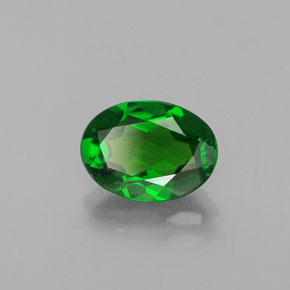 0.82캐럿 천연 그린 크롬 디옵사이드, 타원형 컷, 7.1×5.2 mm, VS