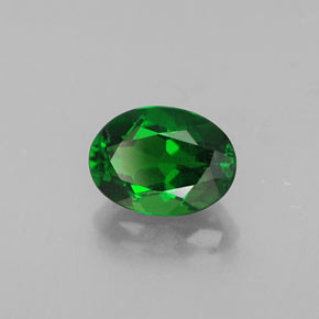 0.90캐럿 천연 그린 크롬 디옵사이드, 타원형 컷, 7×5.1 mm, SI