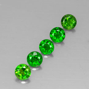 캐럿 천연 그린 크롬 디옵사이드 보석, 라운드 컷, 4.82 mm, VVS-VS
