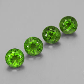 캐럿 천연 그린 크롬 디옵사이드 보석, 라운드 컷, 4.88 mm, VVS-VS