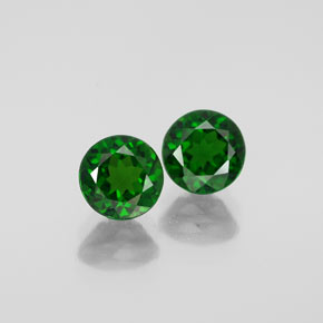 캐럿 천연 그린 크롬 디옵사이드 보석, 라운드 컷, 6.18 mm, VVS-VS