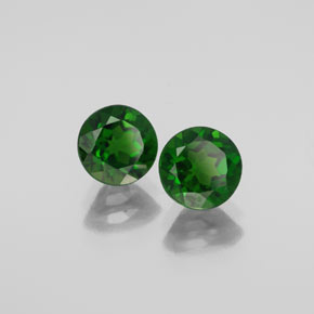 캐럿 천연 그린 크롬 디옵사이드 보석, 라운드 컷, 6.22 mm, VVS-VS