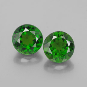 캐럿 천연 그린 크롬 디옵사이드 보석, 라운드 컷, 6.12 mm, VVS-VS