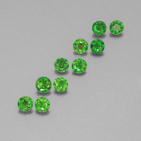 캐럿 천연 그린 크롬 디옵사이드 보석, 라운드 컷, 3.52 mm, VS