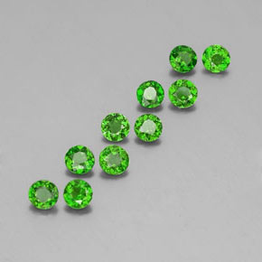 캐럿 천연 그린 크롬 디옵사이드 보석, 라운드 컷, 3.65 mm, VS