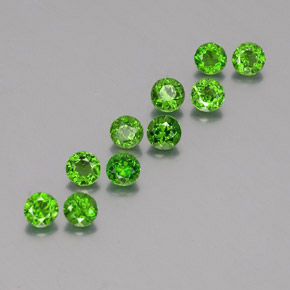 캐럿 천연 그린 크롬 디옵사이드 보석, 라운드 컷, 3.88 mm, VS