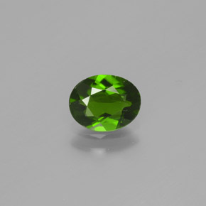 0.80캐럿 천연 그린 크롬 디옵사이드, 타원형 컷, 6.9×5.4 mm, VS