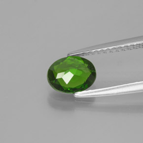0.80캐럿 천연 그린 크롬 디옵사이드, 타원형 컷, 6.9×5.4 mm, VS