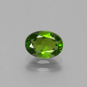 0.88캐럿 천연 그린 크롬 디옵사이드, 타원형 컷, 7.1×5.2 mm, VS