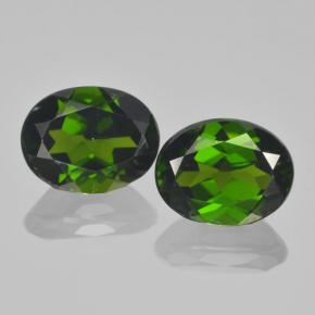 캐럿 천연 그린 크롬 디옵사이드 보석, 타원형 컷, 9×6.9 mm, VVS-VS