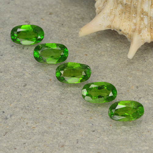 1.12캐럿 천연 미디엄 그린 크롬 디옵사이드 보석, 타원형 컷, 4.9×3 mm, VS