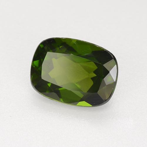 1.32캐럿 천연 포레스트 그린 크롬 디옵사이드, 쿠션 컷, 8×5.9 mm, VVS-VS