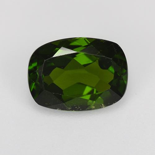 1.43캐럿 천연 다크 그린 크롬 디옵사이드, 쿠션 컷, 8.1×6 mm, VS