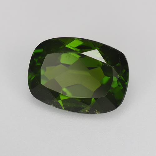 1.43캐럿 천연 다크 그린 크롬 디옵사이드, 쿠션 컷, 8.1×6 mm, VS