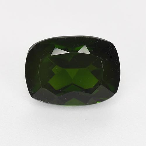 1.52캐럿 천연 매우 진한 녹색 크롬 디옵사이드, 쿠션 컷, 8.1×6 mm, VVS-VS