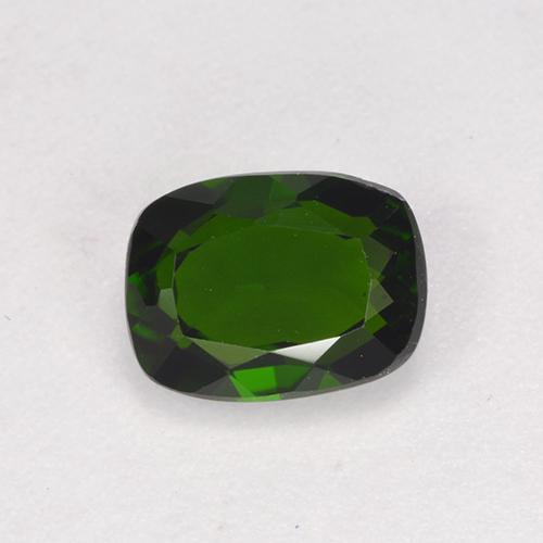 1.44캐럿 천연 딥 그린 크롬 디옵사이드, 쿠션 컷, 7.9×6 mm, VVS-VS