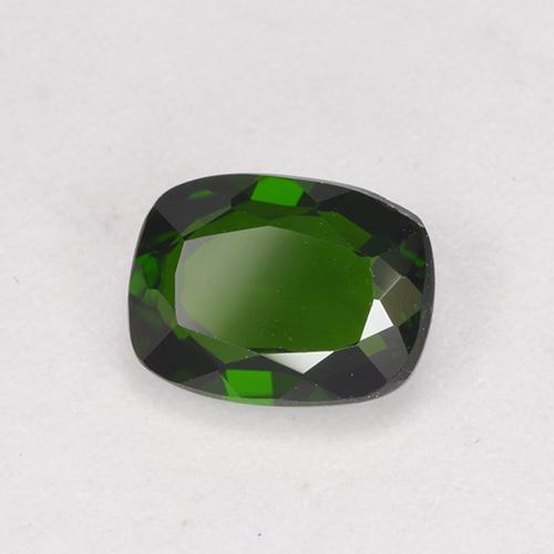 1.44캐럿 천연 딥 그린 크롬 디옵사이드, 쿠션 컷, 7.9×6 mm, VVS-VS