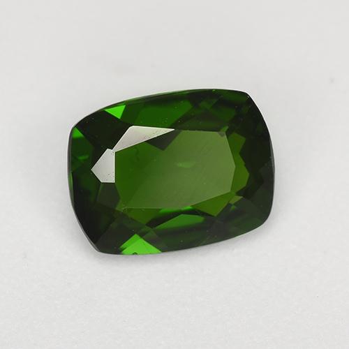 1.27캐럿 천연 포레스트 그린 크롬 디옵사이드, 쿠션 컷, 8×6.1 mm, VS