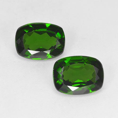 2.61캐럿 천연 포레스트 그린 크롬 디옵사이드 보석, 쿠션 컷, 8.2×6.1 mm, VS
