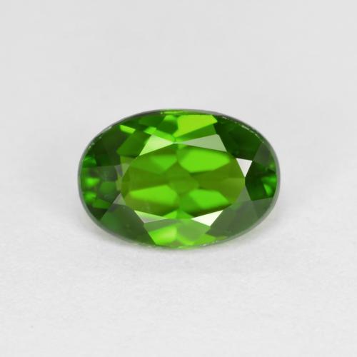 0.87캐럿 천연 생기 있는 그린 크롬 디옵사이드, 타원형 컷, 7.1×4.9 mm, VVS