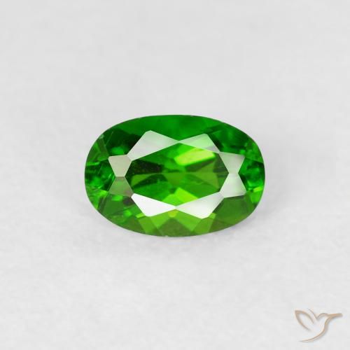 0.60ct 자연스러운 밝은 포레스트 그린 크롬 디옵사이드, 타원형, VS