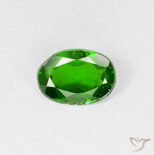 0.78ct 자연스러운 강렬한 녹색 크롬 디옵사이드, 타원형, VS-SI