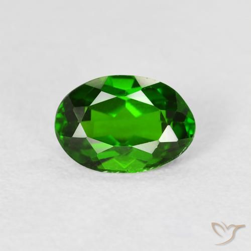 0.86ct 자연스러운 강렬한 녹색 크롬 디옵사이드, 타원형, VVS-VS