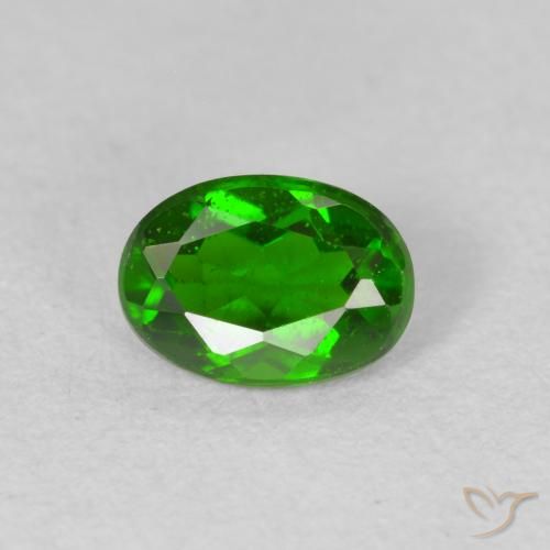 0.81ct 자연스러운 밝은 포레스트 그린 크롬 디옵사이드, 타원형, VS