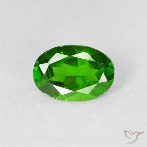 0.71ct 자연스러운 활기찬 녹색 크롬 디옵사이드, 타원형, VS