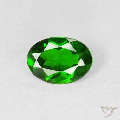 0.65ct 자연스러운 밝은 포레스트 그린 크롬 디옵사이드, 타원형, VS