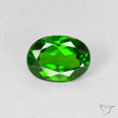 0.86ct 자연스러운 밝은 포레스트 그린 크롬 디옵사이드, 타원형, VS