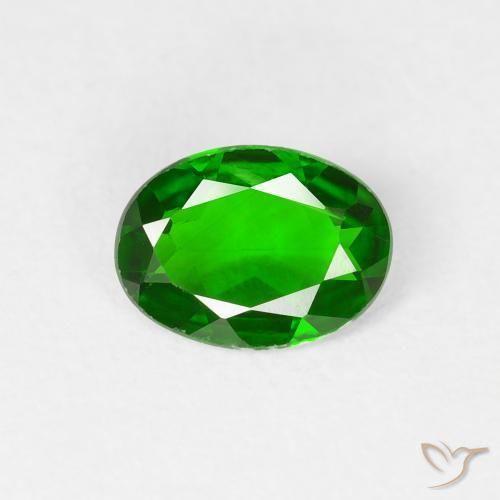 0.70ct 자연스러운 짙은 녹색 크롬 디옵사이드, 타원형, VS