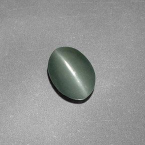 0.76캐럿 천연 그린 Chrysoberyl Cat's Eye, 타원형 컷, 6.9×5 mm, 불투명체