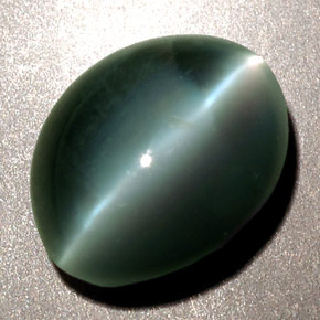 2.48캐럿 천연 그린 Chrysoberyl Cat's Eye, 타원형 컷, 8.5×7.1 mm, 불투명체