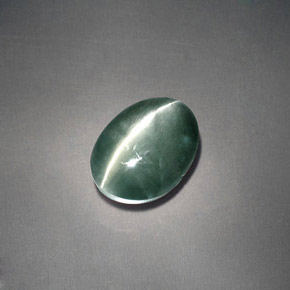 3.05캐럿 천연 그린 Chrysoberyl Cat's Eye, 타원형 컷, 8.4×7.2 mm, 불투명체