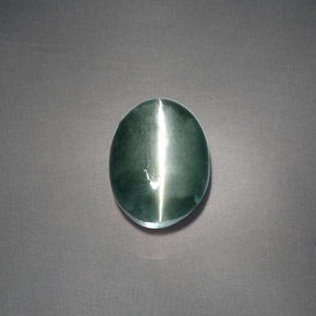 3.05캐럿 천연 그린 Chrysoberyl Cat's Eye, 타원형 컷, 8.4×7.2 mm, 불투명체