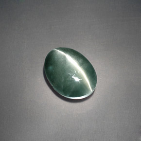 3.05캐럿 천연 그린 Chrysoberyl Cat's Eye, 타원형 컷, 8.4×7.2 mm, 불투명체