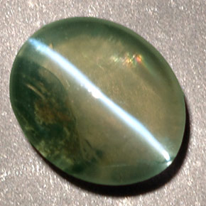 0.92캐럿 천연 그린 Chrysoberyl Cat's Eye, 투명한, 6.3×5.2 mm, 투명/반투명