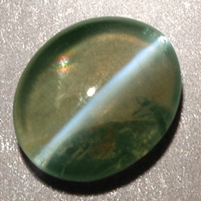 0.92캐럿 천연 그린 Chrysoberyl Cat's Eye, 투명한, 6.3×5.2 mm, 투명/반투명