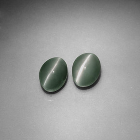 캐럿 천연 그린 Chrysoberyl Cat's Eye 보석, 타원형 컷, 6×4.4 mm, 불투명체