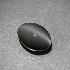 1.59캐럿 천연 그레이 Chrysoberyl Cat's Eye, 타원형 컷, 7×5.1 mm, 투명한