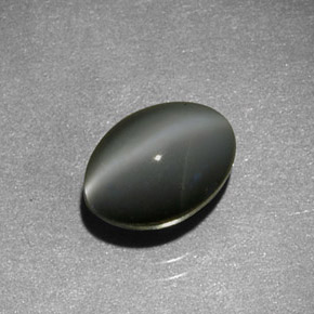 1.59캐럿 천연 그레이 Chrysoberyl Cat's Eye, 타원형 컷, 7×5.1 mm, 투명한