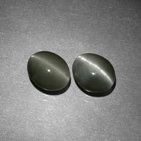 캐럿 천연 그린 Chrysoberyl Cat's Eye 보석, 타원형 컷, 6.1×5.1 mm, 불투명체