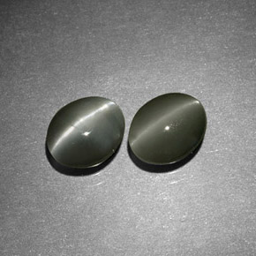 캐럿 천연 그린 Chrysoberyl Cat's Eye 보석, 타원형 컷, 6.1×5.1 mm, 불투명체